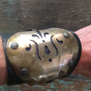 Leather + Silver cuff